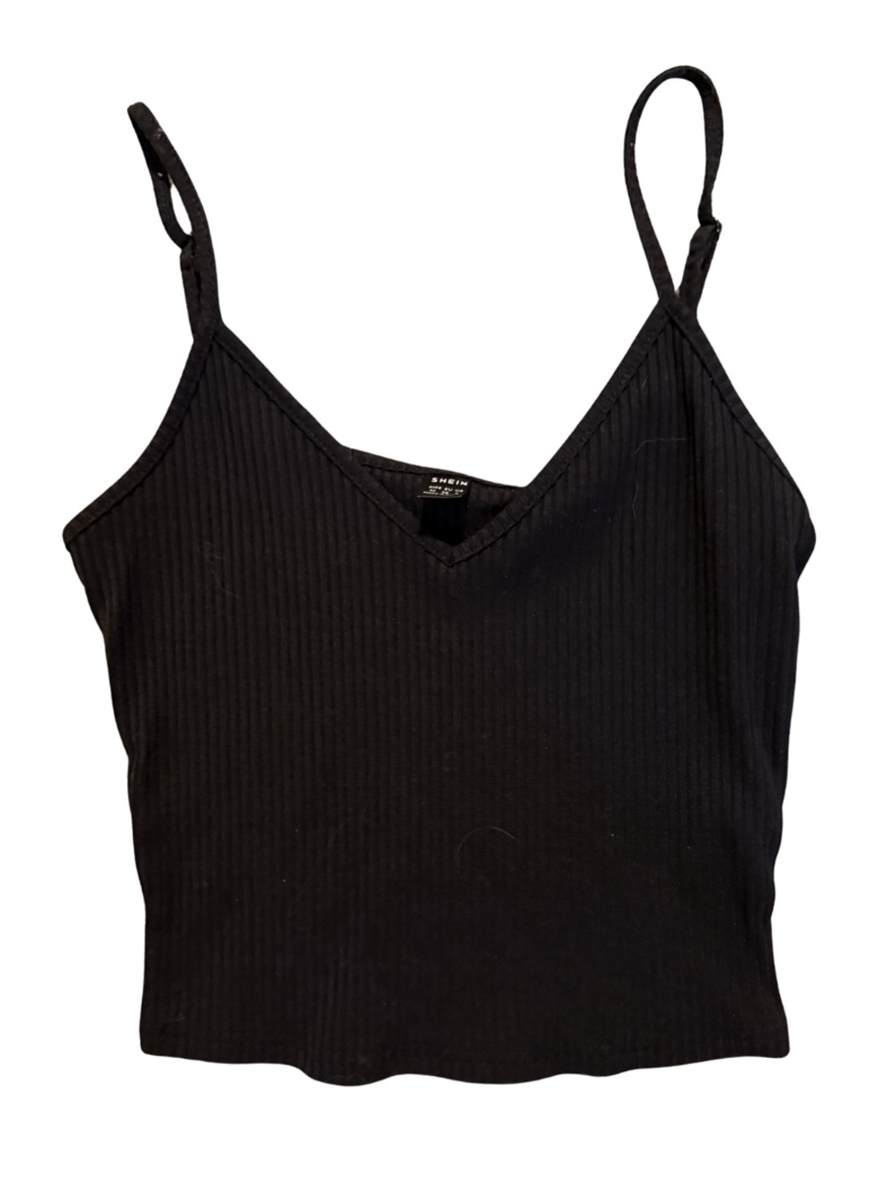 Black Ribbed V-Neck Cami Top